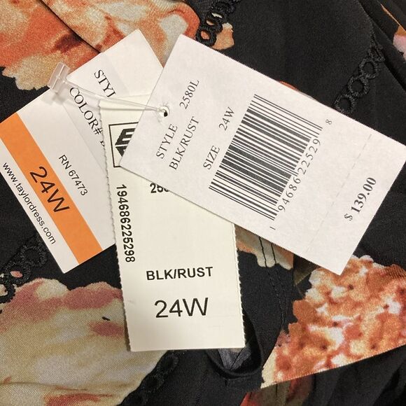 NWT Taylor Dresses black floral maxi dress Size 24W (runs large) - Picture 8 of 9